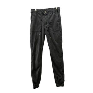 American Eagle Chino Jogger Pants Womens 8 Long Black Zip Ankle Drawstring
